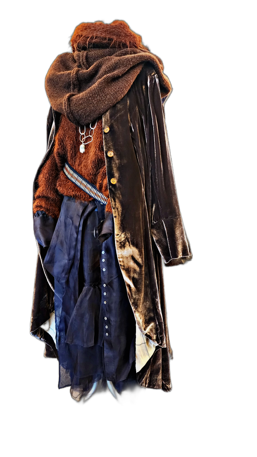 Maxi Riding Coat (Silk Velvet) - Mocca