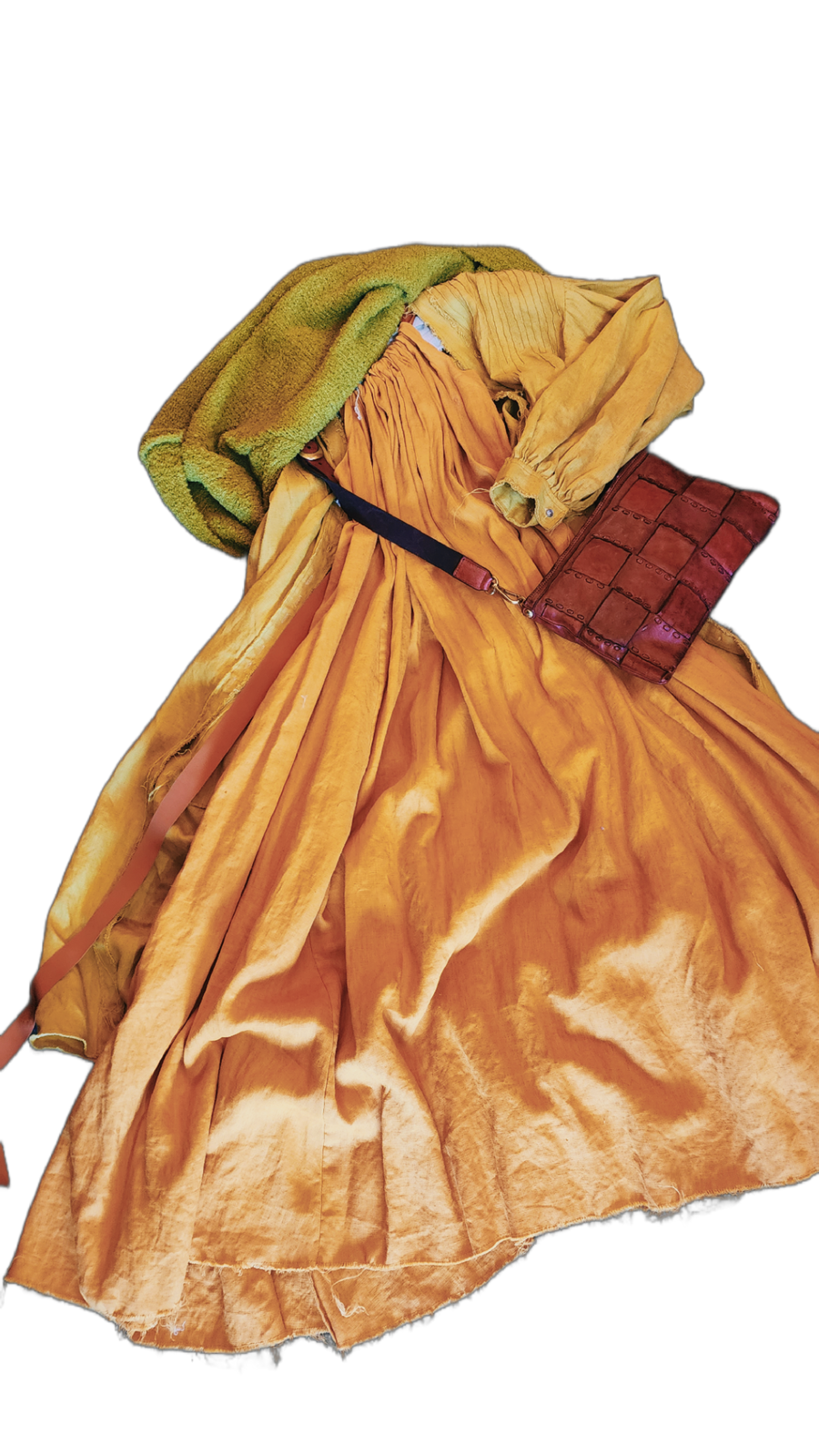 Linen maxi dress with ribbon ties - Saffron