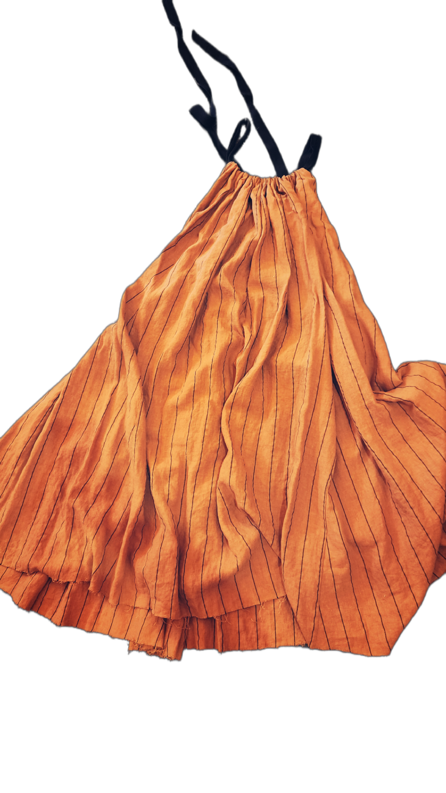 Linen maxi dress with ribbon ties - Saffron