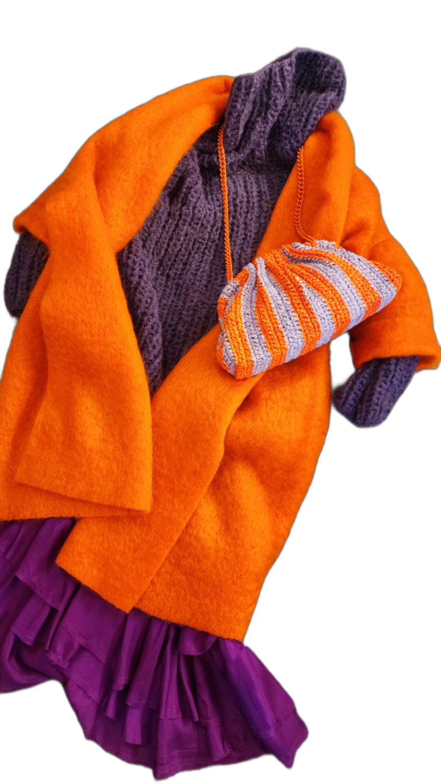 Cocoon coat (mohair) - Orange