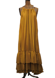 Swan dress - Silk Cotton saffron