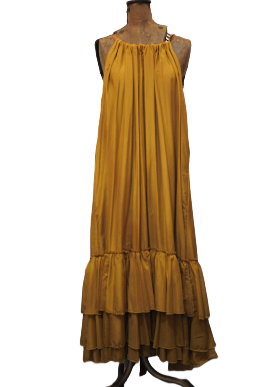 Swan dress - Silk Cotton saffron