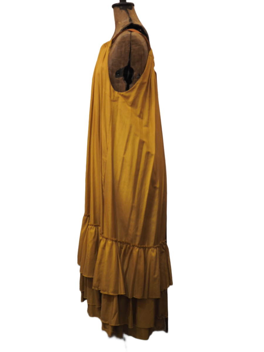 Swan dress - Silk Cotton saffron