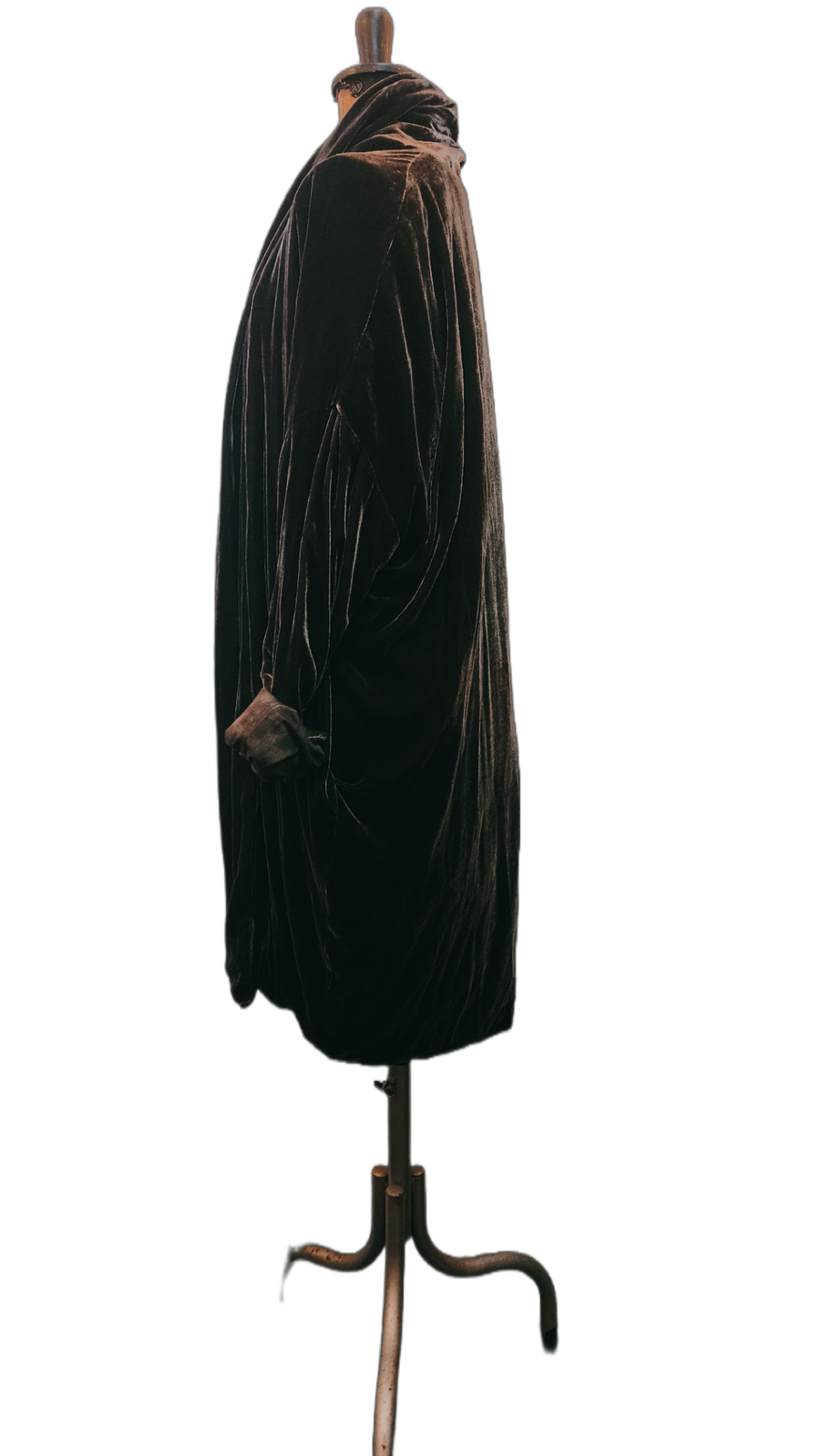 Cocoon Coat (Silk Velvet ) - Khaki Green