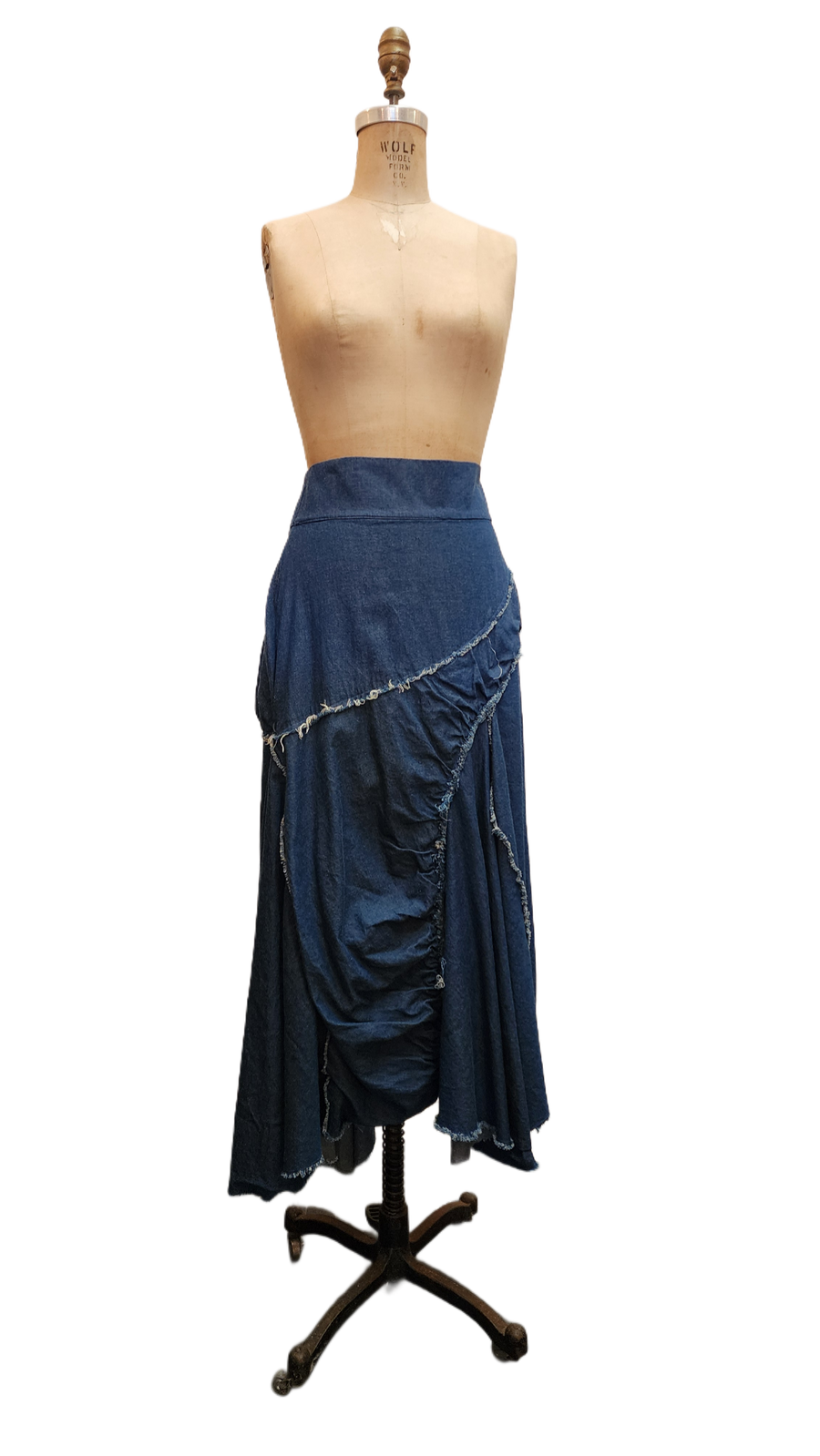 hourglass godet skirt (denim) indigo Blue