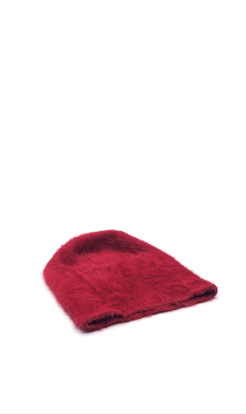 Cuffia Angora-  Ruby Red