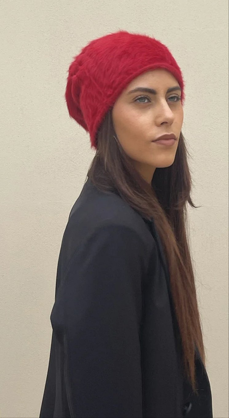 Cuffia Angora -Red