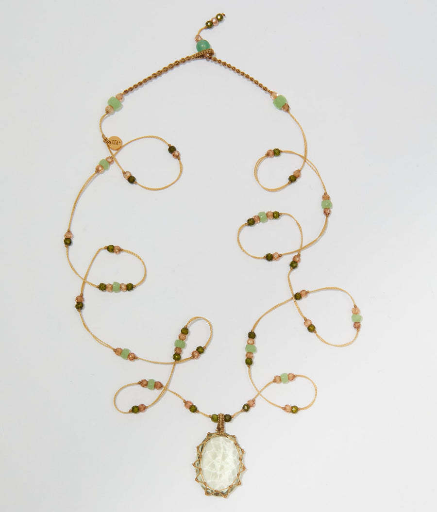 Long Tibetan Necklace - Green Amethyst