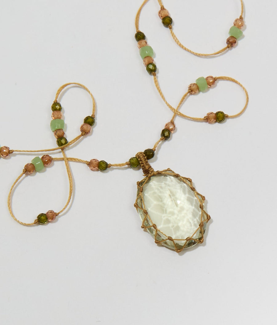 Long Tibetan Necklace - Green Amethyst