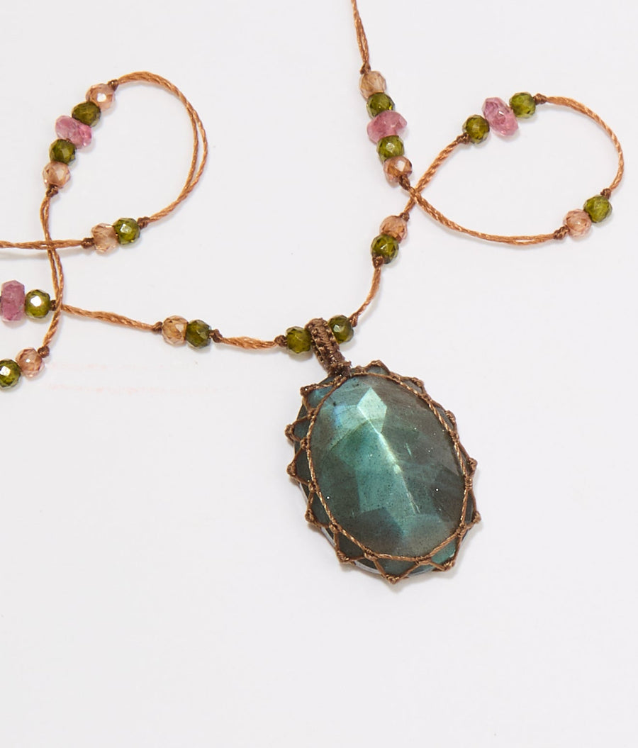 Short Tibetan Necklace - Blue Labradorite