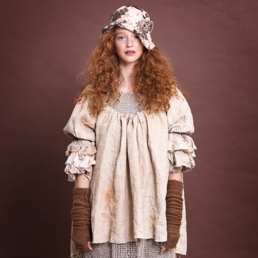 Tea Stain Linen Button Back Blouse Front | Amano by Lorena Laing 