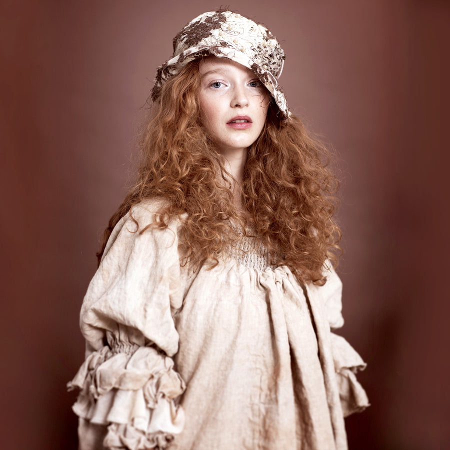 Tea Stain Linen Button Back Blouse Close Up | Amano by Lorena Laing 