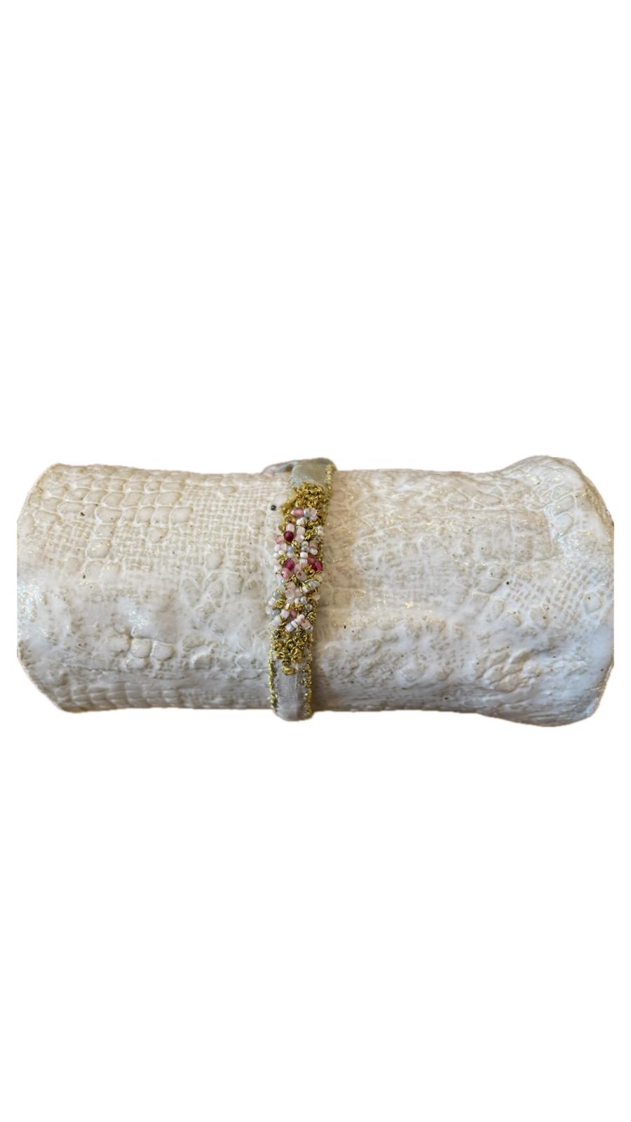 Antonia Rossi hand embroidered and beaded silk bracelet