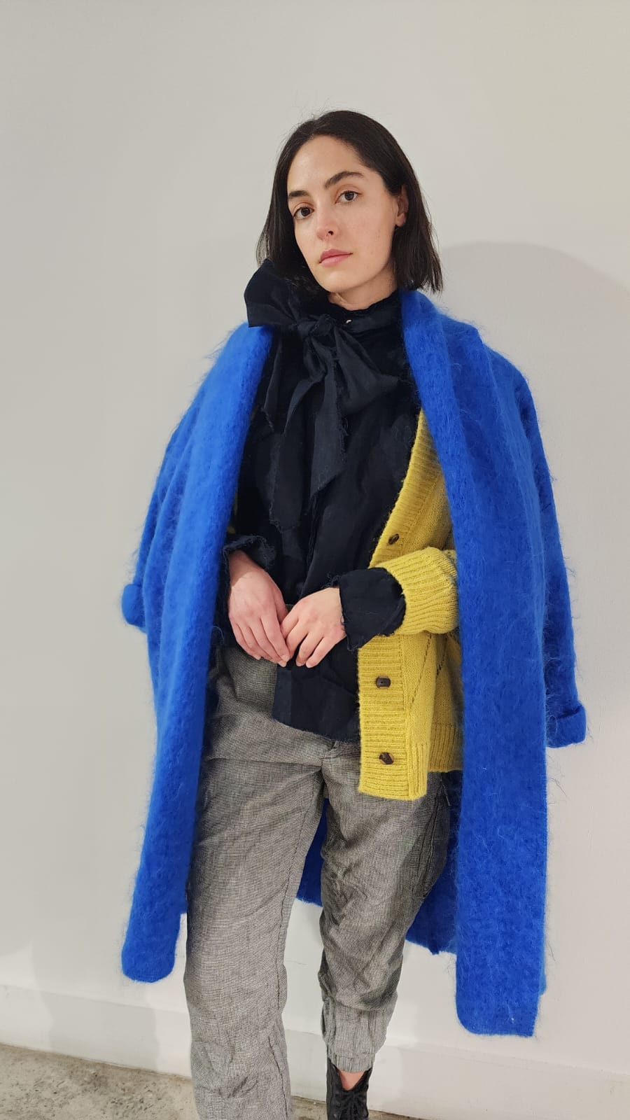 Mohair cocoon coat - sky blue