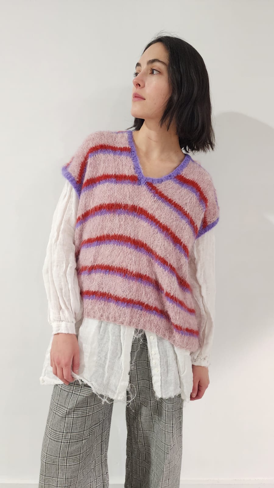 Hand-Knit alpaca stripe vest