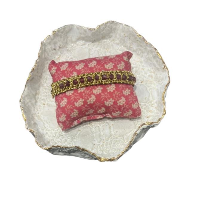 Hand Loom Gold Plated Bracelet - Arya-Garnet