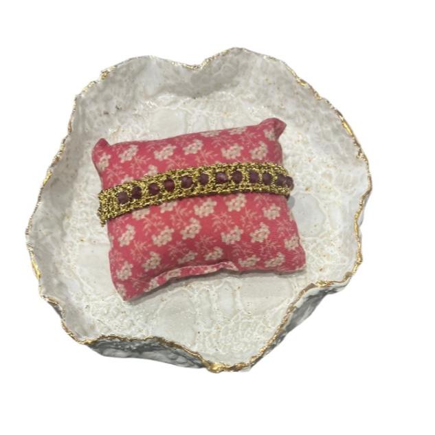 Hand Loom Gold Plated Bracelet - Arya-Garnet