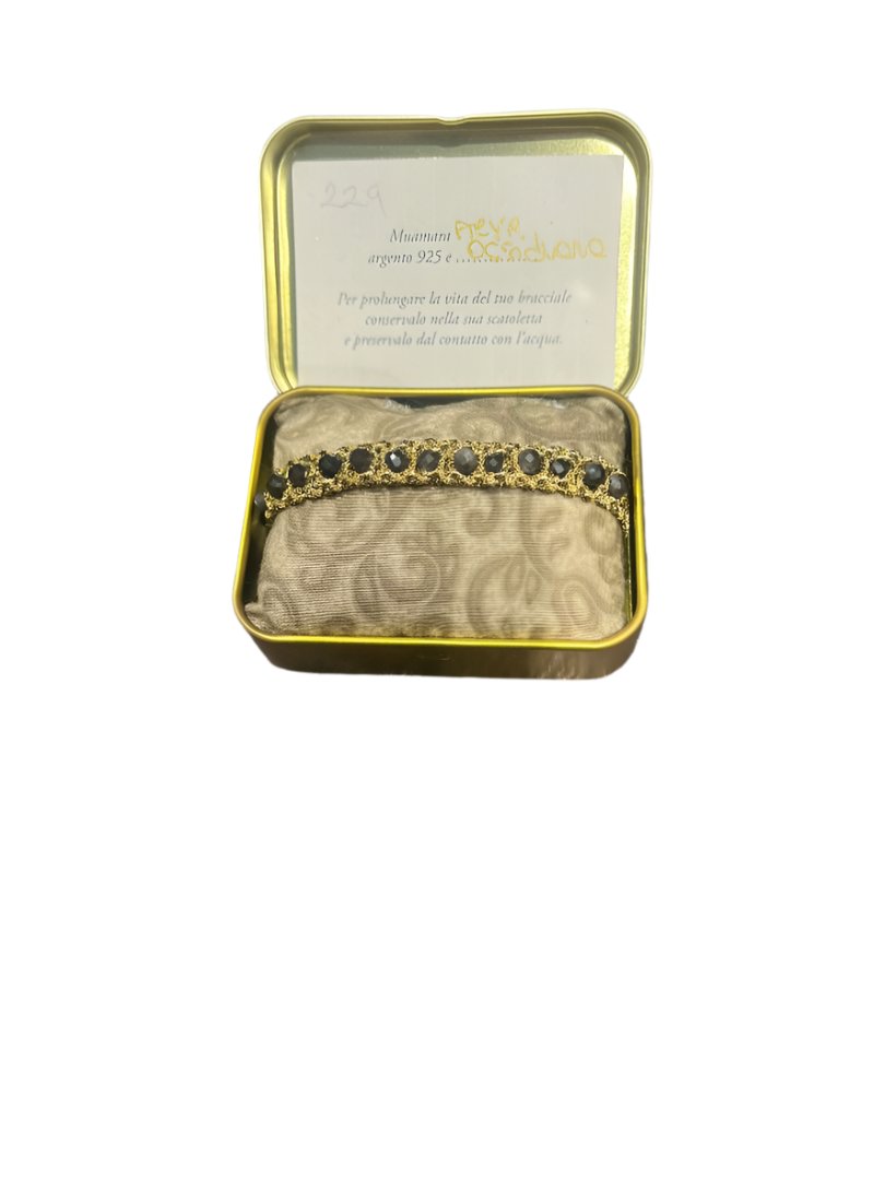 Hand Loom Gold Plated Bracelet - Arya-Obsidian