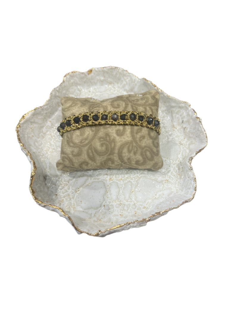 Hand Loom Gold Plated Bracelet - Arya-Obsidian