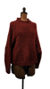 Hand-knit crew neck sweater alpaca - Brick