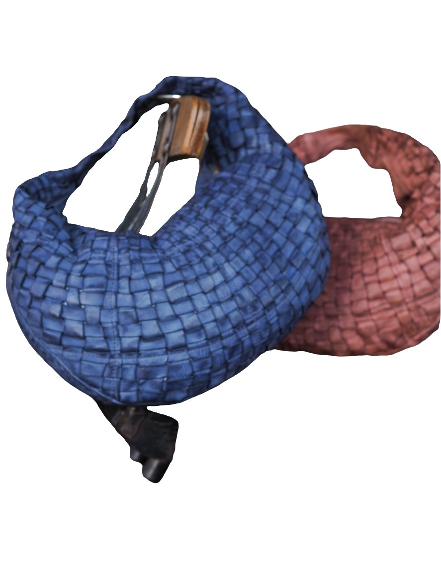 Edera Marissa shoulder bag in woven (Leather) Iris