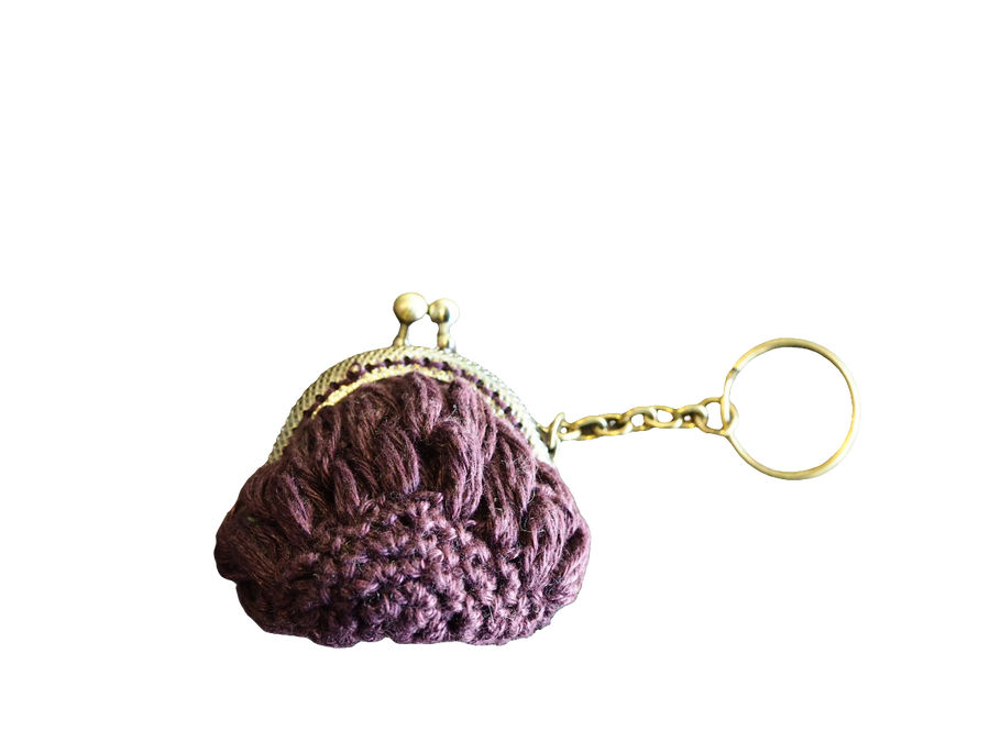 Hand Crochet Purse Key Ring (Linen)