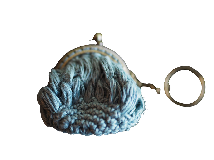 Hand Crochet Purse Key Ring (Linen)