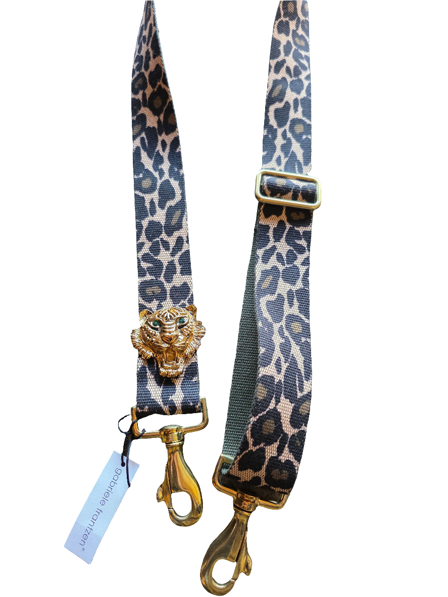Bag Strap Animal Skin  - Gold Lion Head