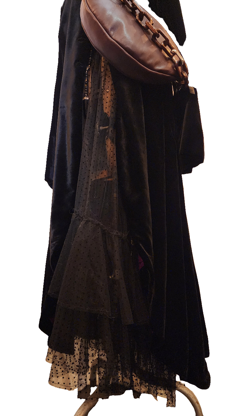 Maxi riding coat -(silk Velvet) - black