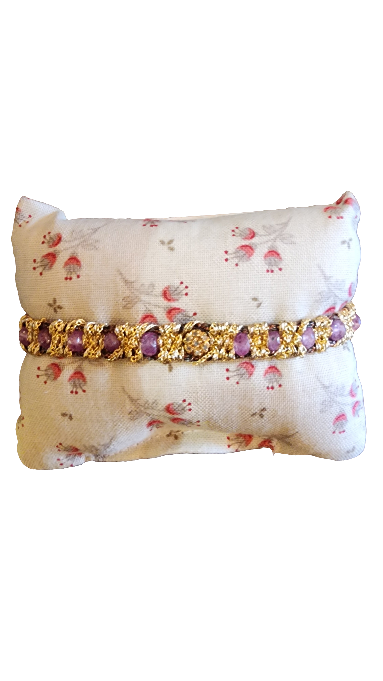 Hand Loom Gold Plated Bracelet Precious Rosetta - Orange Sapphire