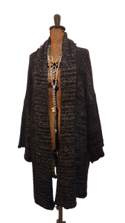 kimono style cardigan with mesh detail (alpaca)- blk marble