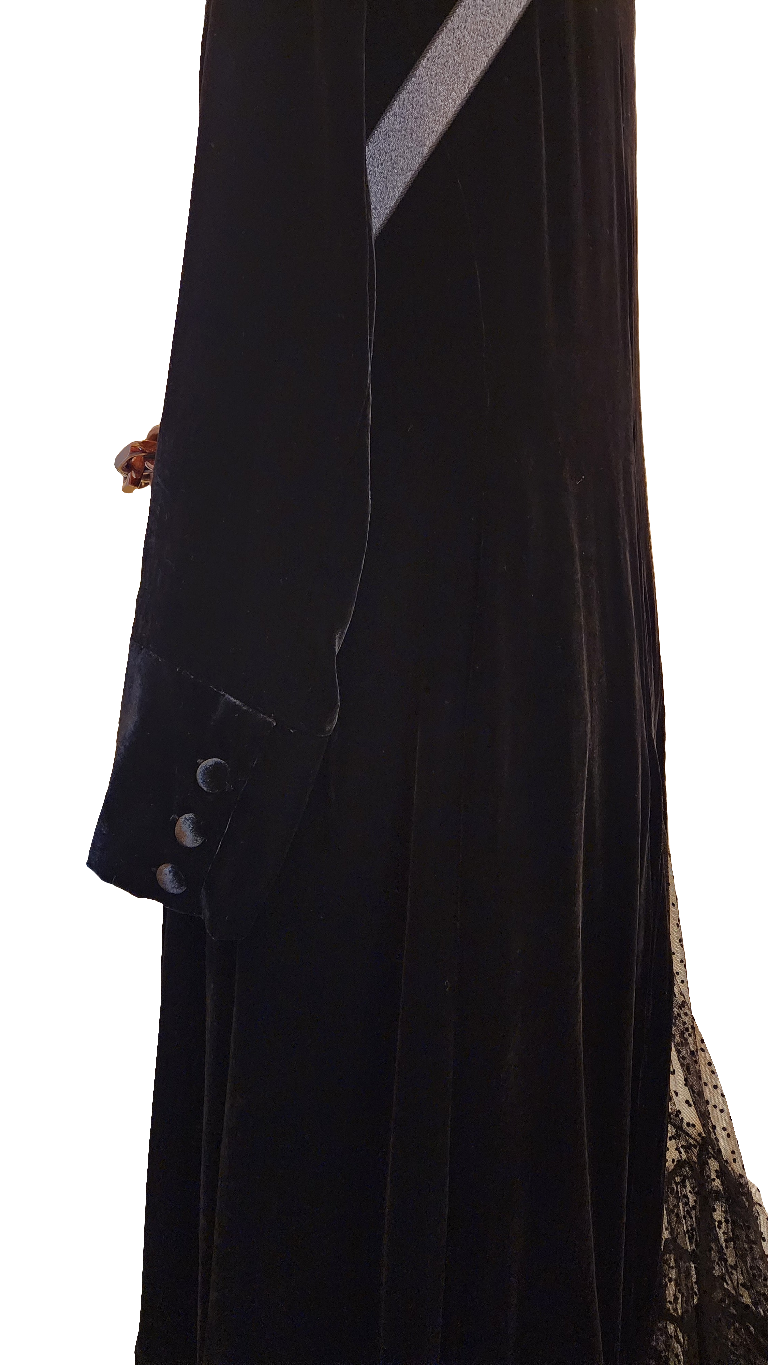 Maxi riding coat -(silk Velvet) - black