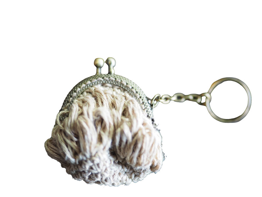 Hand Crochet Purse Key Ring (Linen)