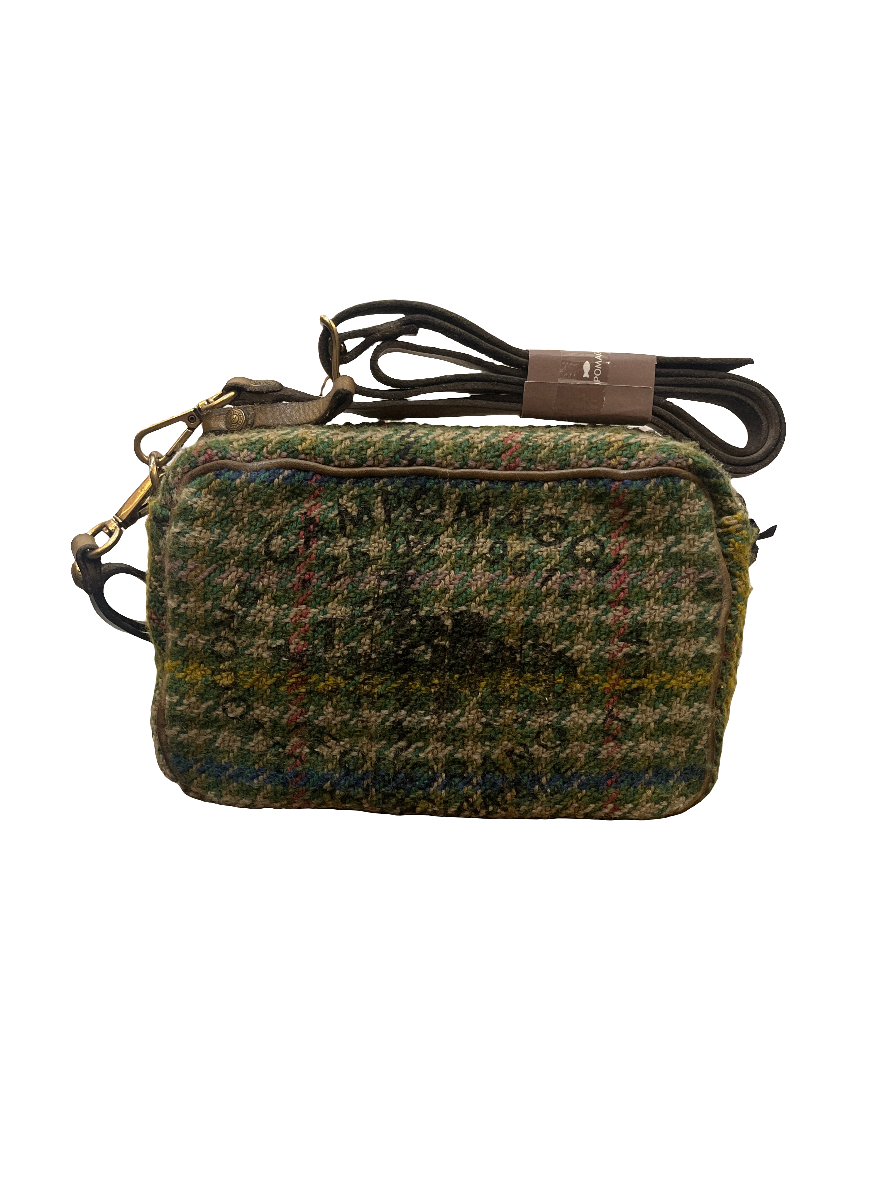 Genziana Cross-body bag in green tartan fabric