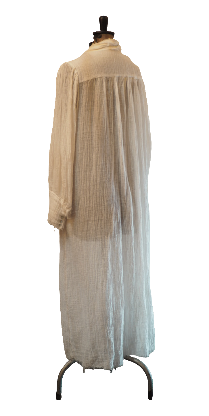 Button through shirt dress ( Crinkle Linen) - White