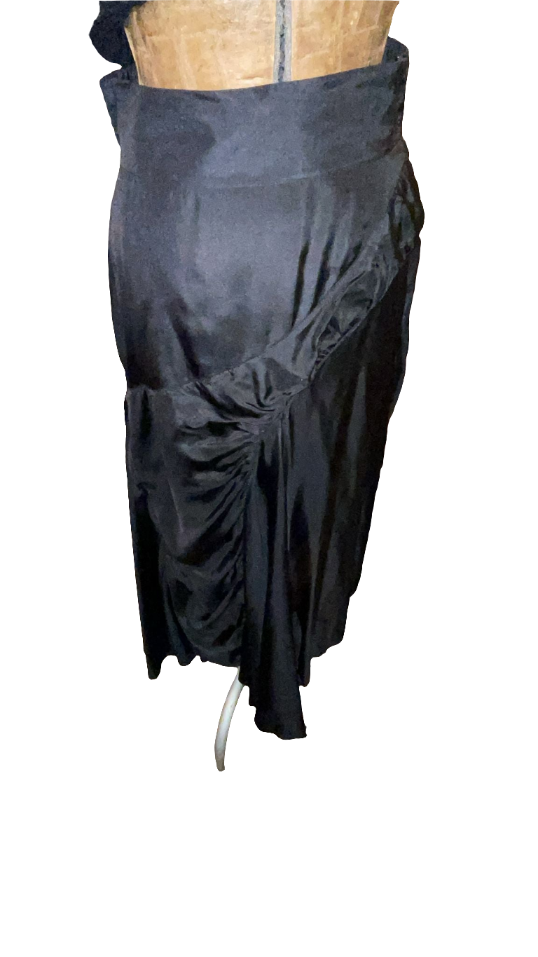 Hourglass Godet Skirt (Silk) Black