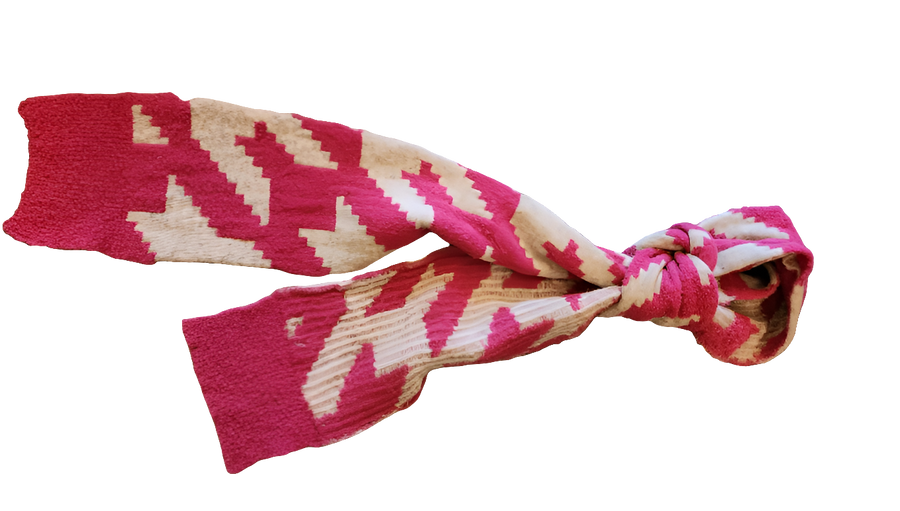Houndstooth Jacquard Scarf (Alpaca) Magenta Pink-Silver Grey