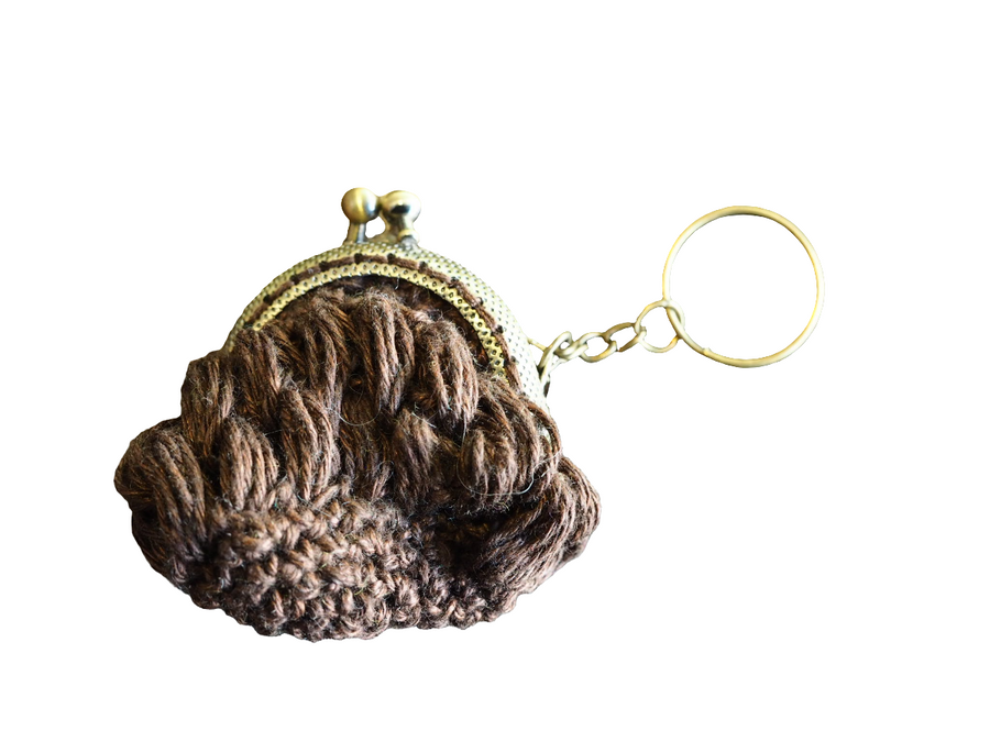 Hand Crochet Purse Key Ring (Linen)