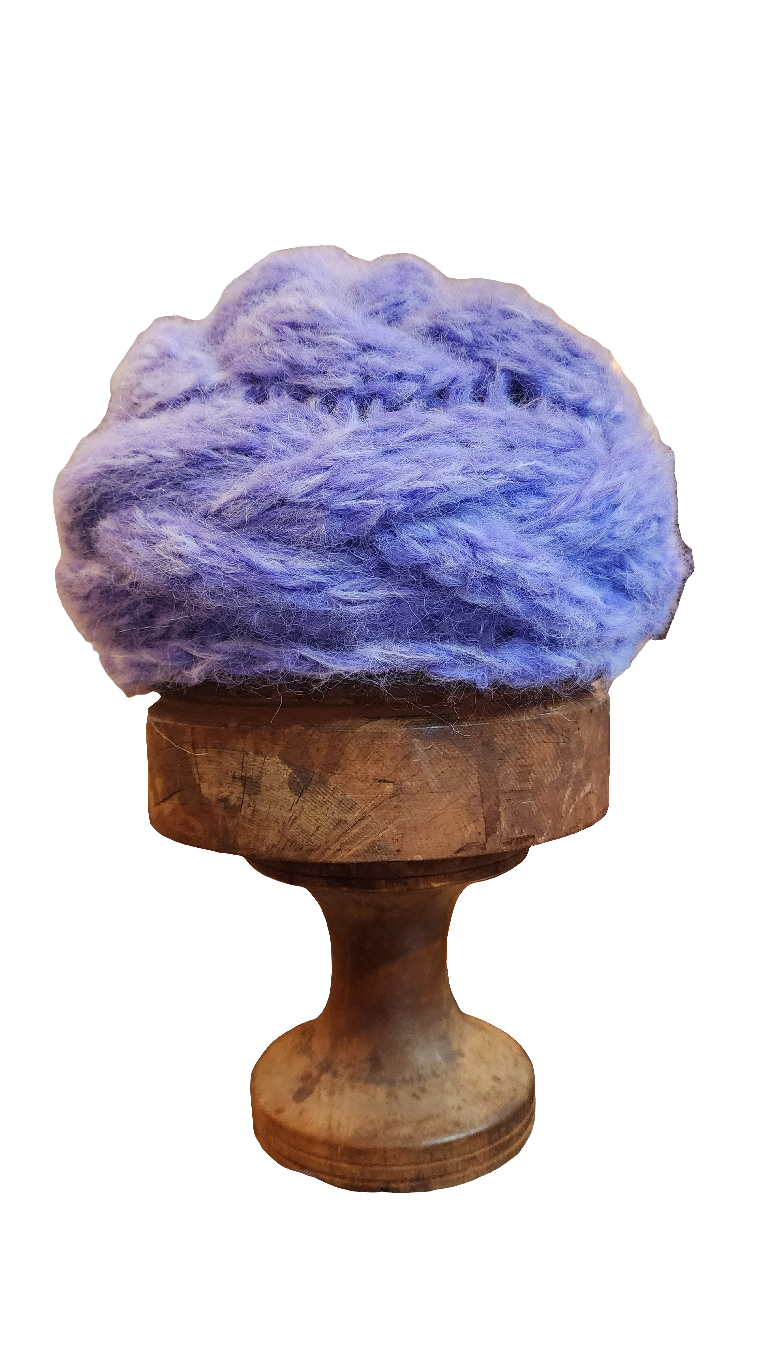 Hand Knit Cable Beanie Style Hat - (Alpaca) Lilac