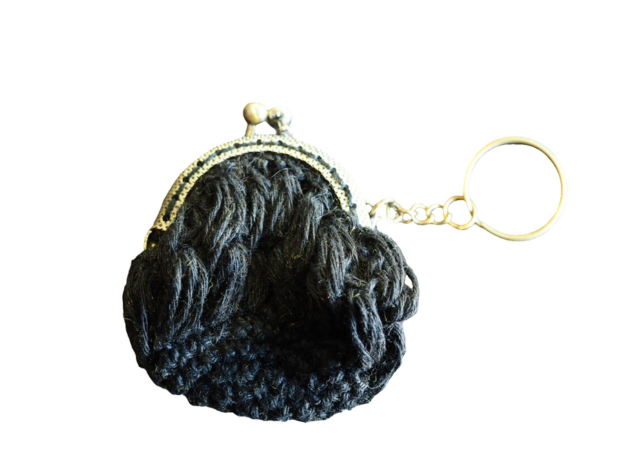 Hand Crochet Purse Key Ring (Linen)