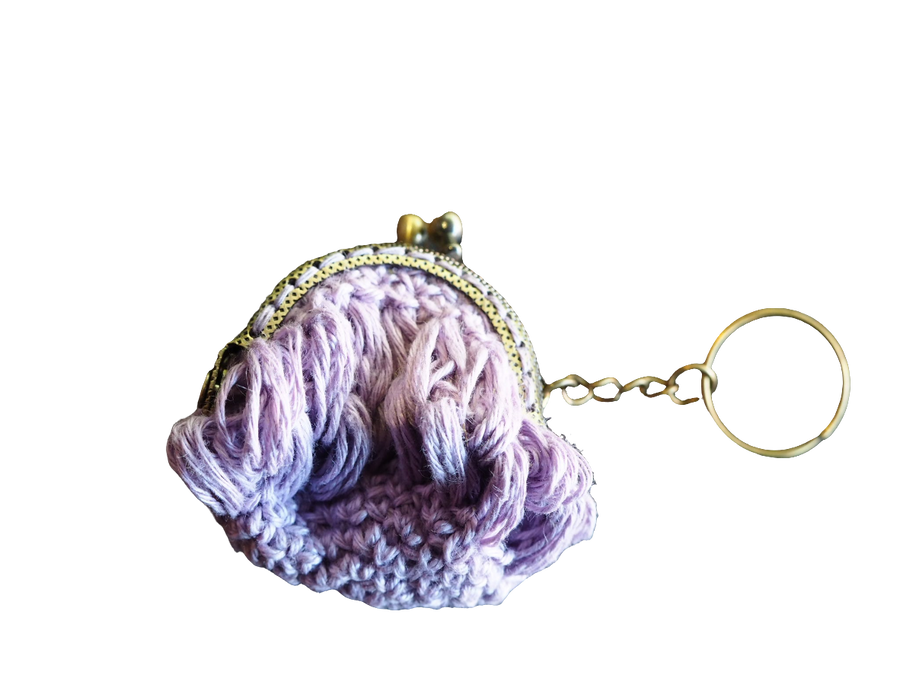 Hand Crochet Purse Key Ring (Linen)