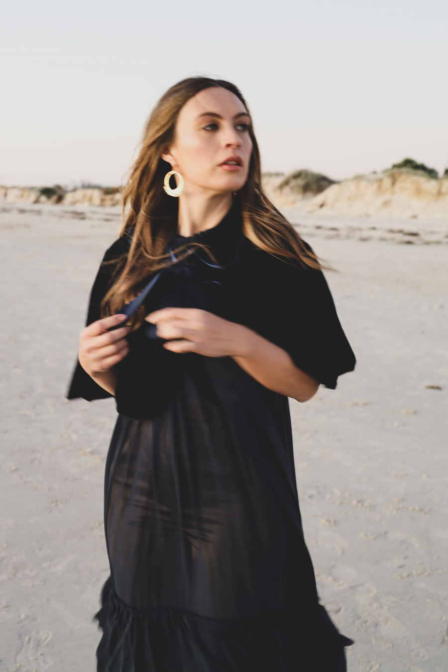 Silk Velvet Cocoon Capelet - Old Gold