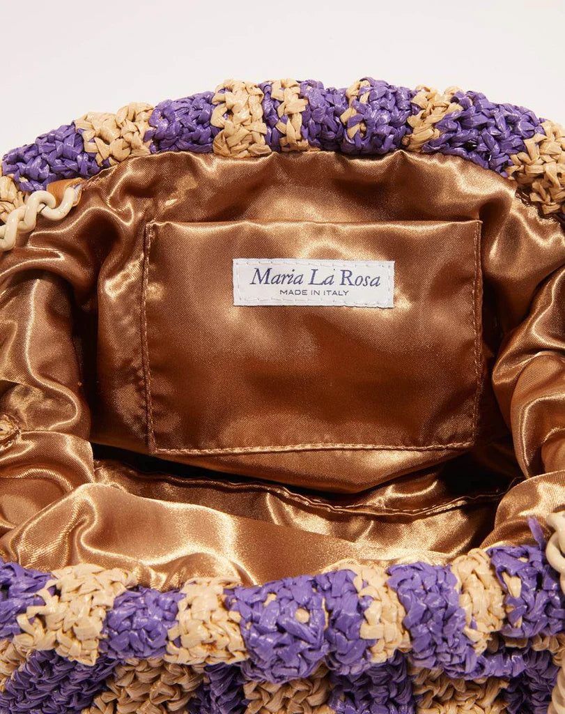 Maria La Rosa Game Crochet Animalier Bag - Purple / Beige