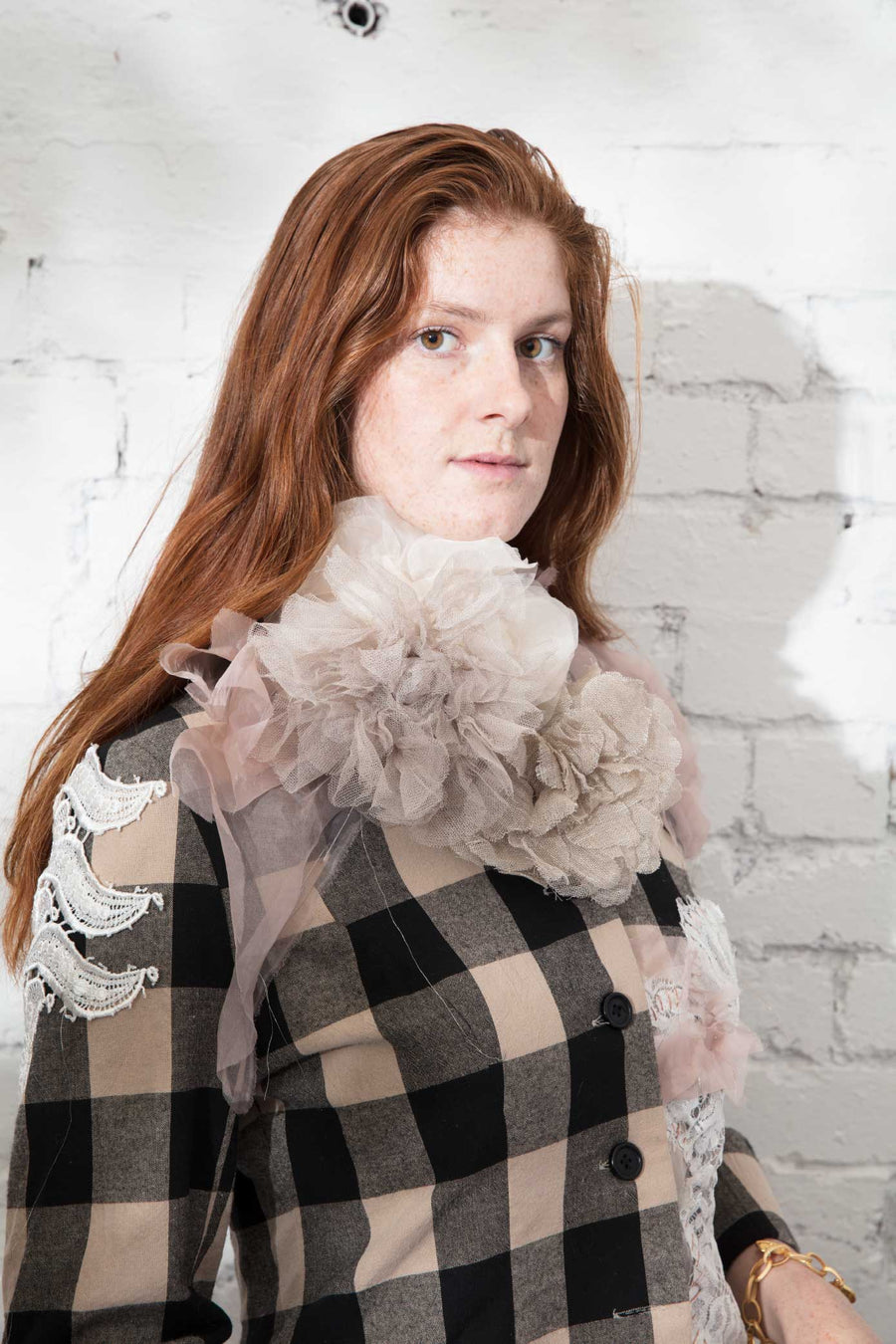 Riding Jacket - Plaid (Linen) Black Applique