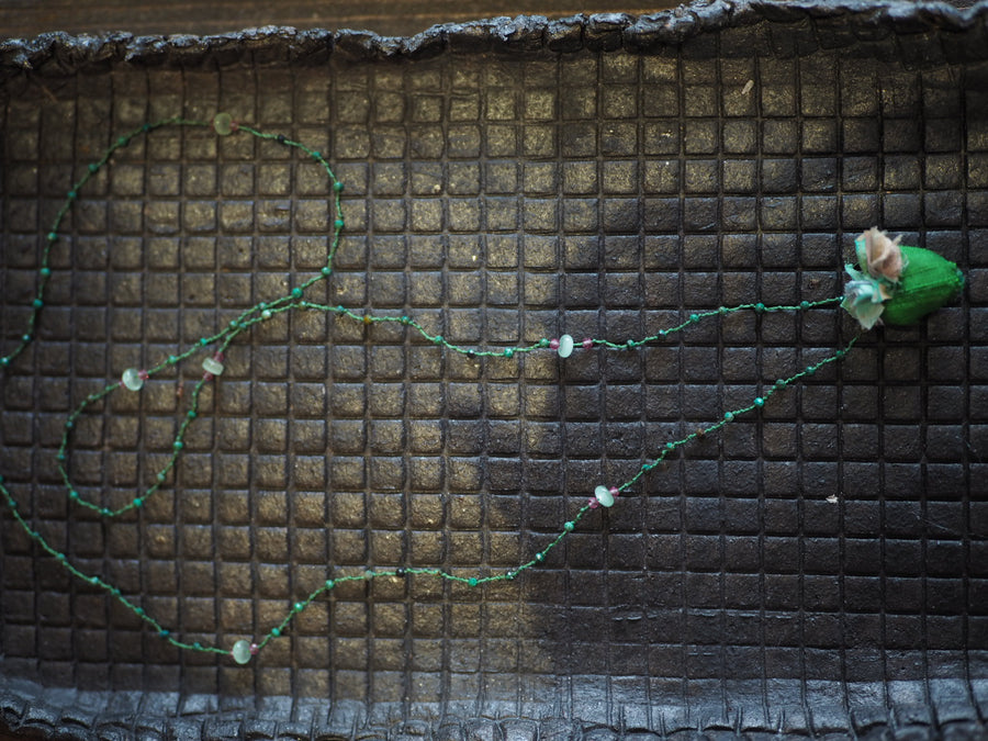 Antonia Rossi Embroidered Heart on a string of semi precious stones