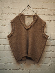 Knitted V Neck Vest (Alpaca) - Oatmeal