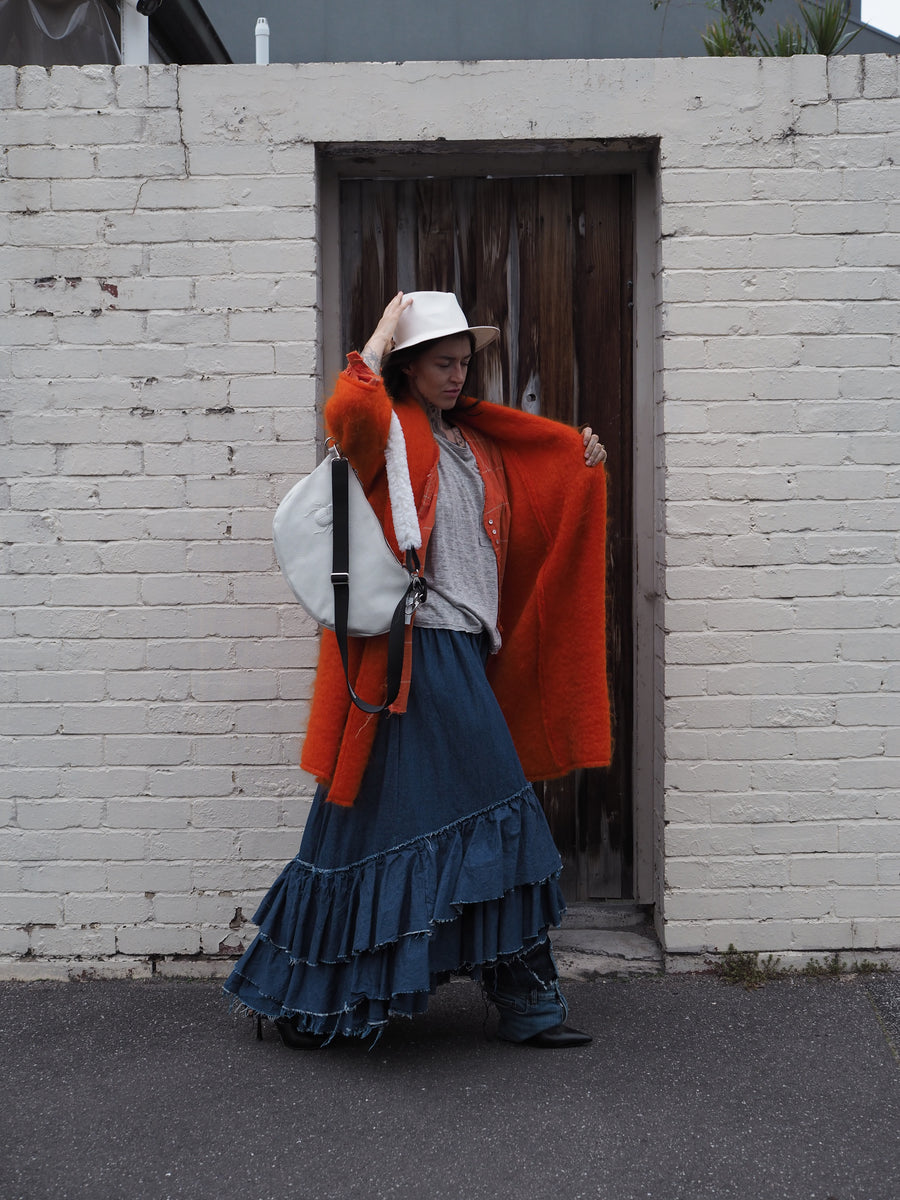 Cocoon coat (mohair) - Orange