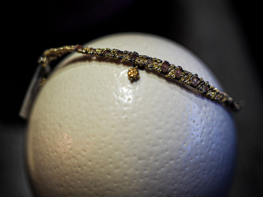 Precious Rosetta Hand Loom Bracelet (Sterling Silver Gold Plated) Pink Sapphire