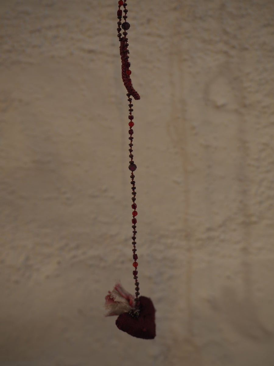 Antonia Rossi Embroidered Heart on a string of semi precious stones