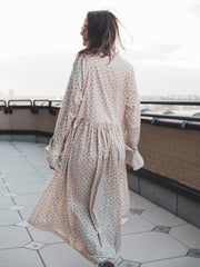 Shirt Dress with ruffle collar and cuffs (Cotton Lawn) -tiny Flora